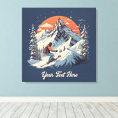 Bergdennen Skiën sinaasappel Zonsondergang Canvas Afdruk (Insitu (Houten vloer))