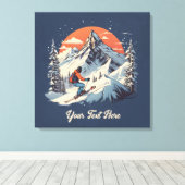  Bergdennen Skiën sinaasappel Zonsondergang Canvas Afdruk (Insitu (Houten vloer))