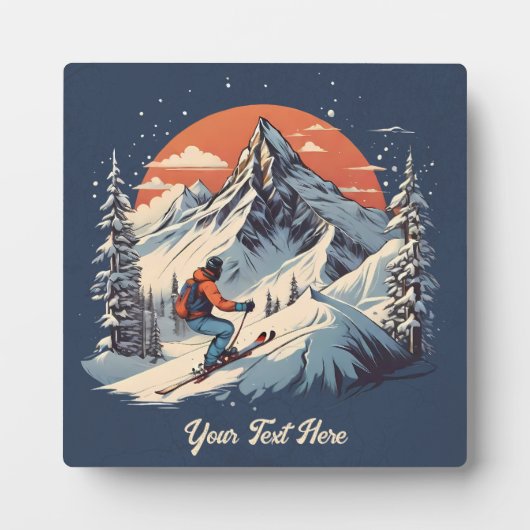  Bergdennen Skiën sinaasappel Zonsondergang Fotoplaat (Voorkant)