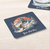  Bergdennen Skiën sinaasappel Zonsondergang Kartonnen Onderzetters (Schuin)