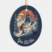  Bergdennen Skiën sinaasappel Zonsondergang Keramisch Ornament (Rechts)