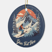  Bergdennen Skiën sinaasappel Zonsondergang Keramisch Ornament (Links)