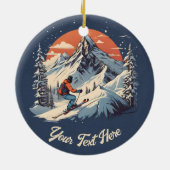  Bergdennen Skiën sinaasappel Zonsondergang Keramisch Ornament (Achterkant)