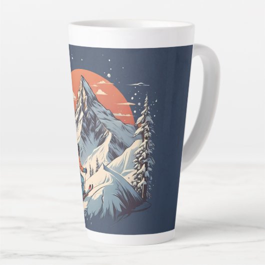  Bergdennen Skiën sinaasappel Zonsondergang Latte Mok (Rechterhoek)