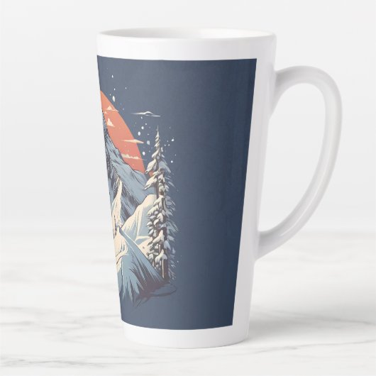  Bergdennen Skiën sinaasappel Zonsondergang Latte Mok (Rechts)