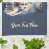 Bergdennen Skiën sinaasappel Zonsondergang Theedoek (Gevouwen)