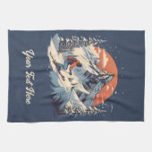 Bergdennen Skiën sinaasappel Zonsondergang Theedoek (Horizontaal)