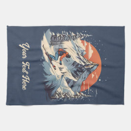  Bergdennen Skiën sinaasappel Zonsondergang Theedoek