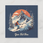  Bergdennen Skiën sinaasappel Zonsondergang Vierkante Visitekaartje (Voorkant)