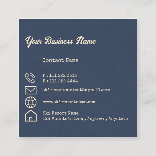  Bergdennen Skiën sinaasappel Zonsondergang Vierkante Visitekaartje (Achterkant)