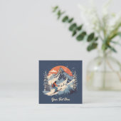  Bergdennen Skiën sinaasappel Zonsondergang Vierkante Visitekaartje (Staand voorkant)