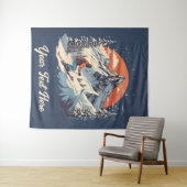  Bergdennen Skiën sinaasappel Zonsondergang Wandkleed (In Situ (horizontaal))