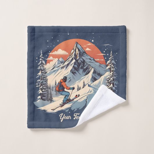  Bergdennen Skiën sinaasappel Zonsondergang Washandje (Wasdoekje)