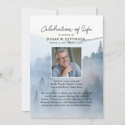 Bergdennen Viering van het leven Begrafenisprogram Kaart (Voorkant)