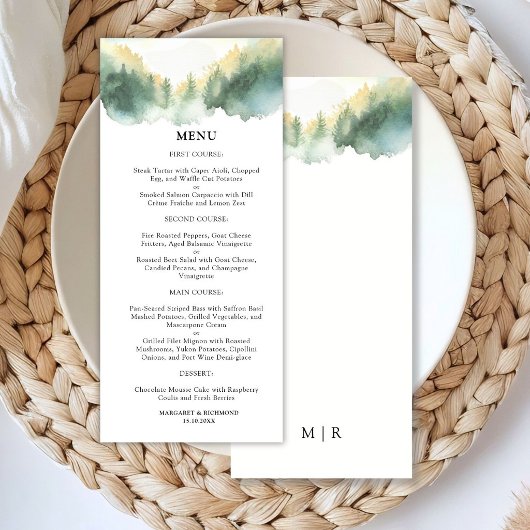 Bergdennenbomen Boho Rustieke Trouw Menu
