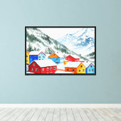 Bergdorp Canvas Afdruk (Insitu (Houten vloer))