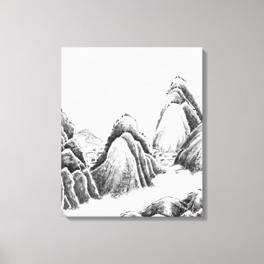 Bergdorp - Inkt Canvas Afdruk (Voorkant)