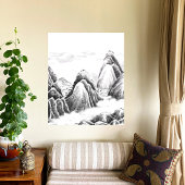 Bergdorp - Inkt Canvas Afdruk