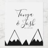 Bergdriehoek Topjes Black en White Wedding Wijn Etiket (Enkel label)