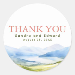 Bergen Aquarel Bedankt Ronde Sticker