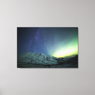 Bergen   Aurora Borealis & Milky Way Alaska Canvas Afdruk
