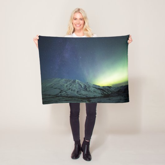 Bergen | Aurora Borealis & Milky Way Alaska Fleece Deken (In situ)