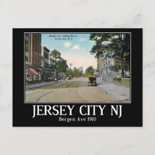 Bergen Ave, Jersey City, New Jersey, Vintage Briefkaart