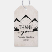 Bergen avontuur begint bruiloft dank u cadeaulabel (Achterkant)