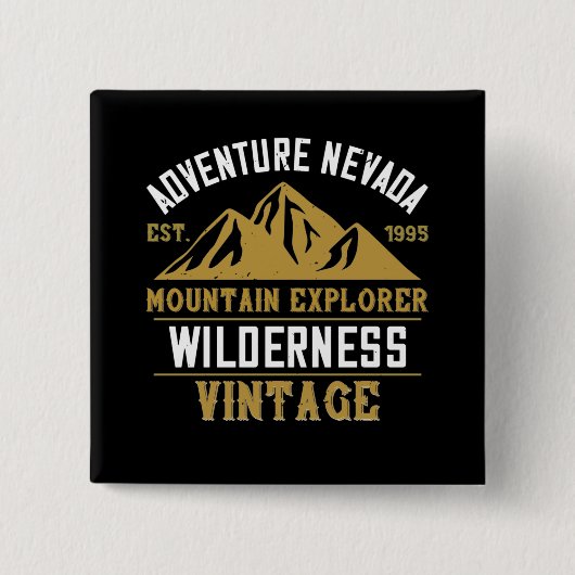 Bergen - Avontuur Nevada Berg Vierkante Button 5,1 Cm (Voorkant)