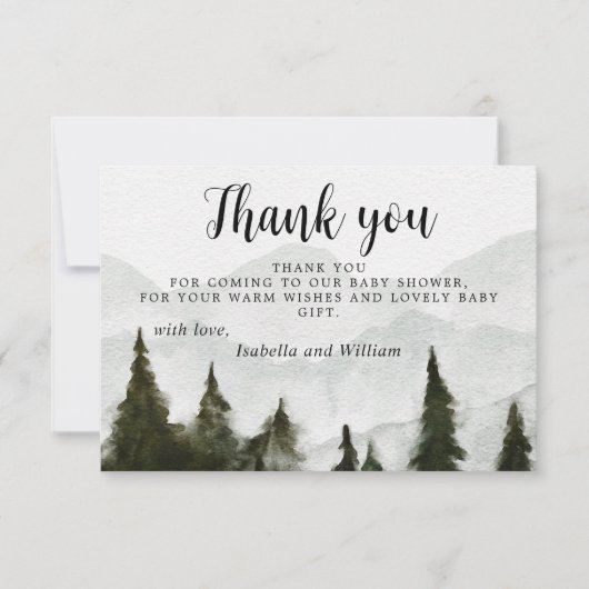 Bergen Baby shower Dank u Bedankkaart (Voorkant)