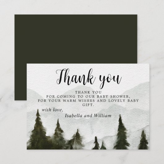 Bergen Baby shower Dank u Bedankkaart (Voorkant / Achterkant)