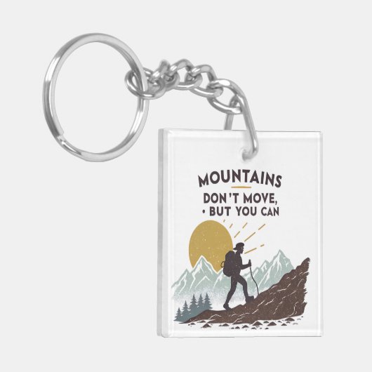 Bergen bewegen niet, maar dat kan wel sleutelhanger (Voorkant Links)