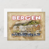 Bergen, bezoek Noorwegen Briefkaart (Voorkant / Achterkant)