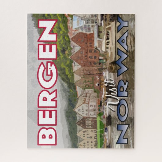 Bergen, bezoek Noorwegen Puzzle Legpuzzel (Verticaal)