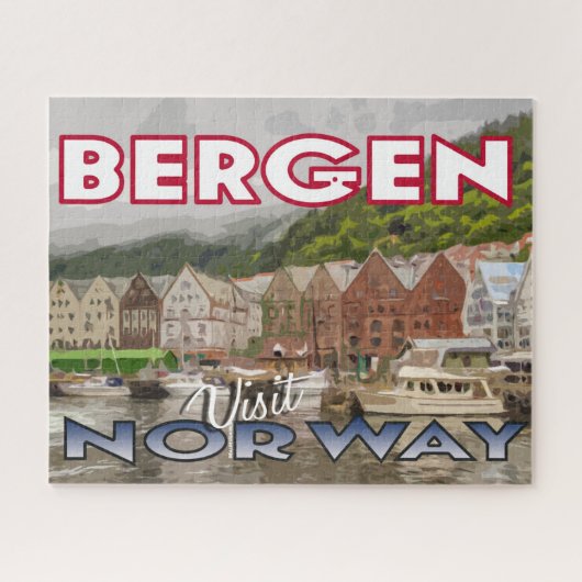 Bergen, bezoek Noorwegen Puzzle Legpuzzel (Horizontaal)