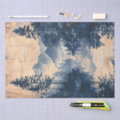 Bergen Blauwe Inkt Schilderij Chinoiserie Decoupag Tissuepapier (Craft)