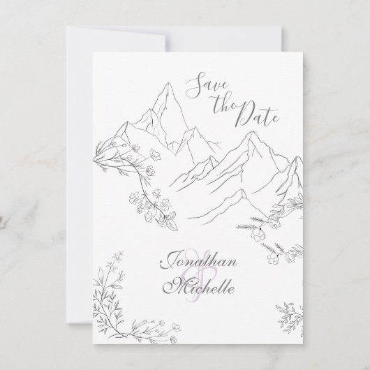 bergen, bloemen en tanden save the date (Achterkant)