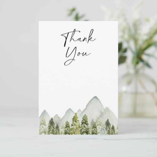 Bergen & Bomen Baby shower Hartelijk dank Bedankkaart (Staand voorkant)