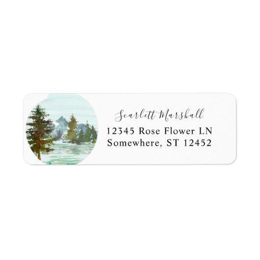 Bergen & bomen Rustic Return Address Label (Voorkant)