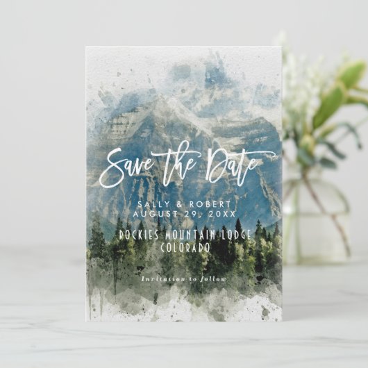 Bergen bos bruiloft Bewaar de datum kaart (Staand voorkant)