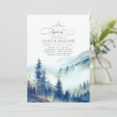 Bergen Bos Mist Avond Landschap Doop Kaart (Staand voorkant)