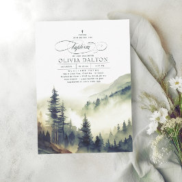 Bergen Bos Mist Avond Landschap Doop Kaart