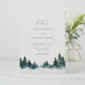 Bergen bos rustieke outdoor moderne bruiloft kaart (Staand voorkant)