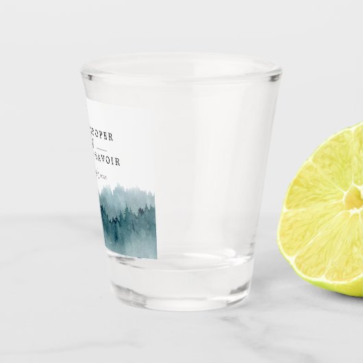 Bergen Bos Waterverf Bruiloft Memento Shot Glas (Rechts)