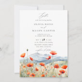 Bergen Bossen Rustieke Popppy Wildflowers Wedding Kaart (Voorkant)