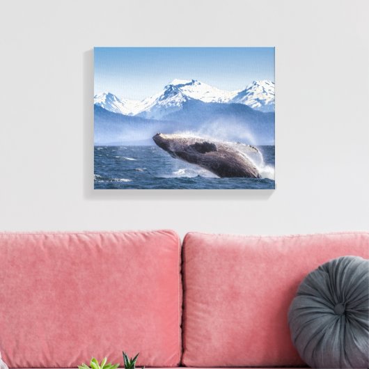 Bergen | Breach Whale Glacier Bay, Alaska Canvas Afdruk (Insitu (Woonkamer))
