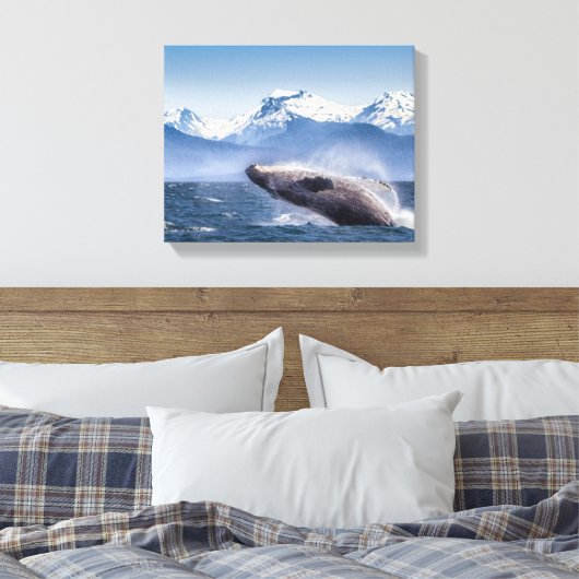 Bergen | Breach Whale Glacier Bay, Alaska Canvas Afdruk (Insitu (Slaapkamer))