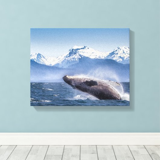 Bergen | Breach Whale Glacier Bay, Alaska Canvas Afdruk (Insitu (Houten vloer))