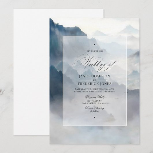 bergen bruiloft kaart (Voorkant / Achterkant)