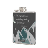 Bergen Calling Quote Night Landschap Custom Heupfles (Links)